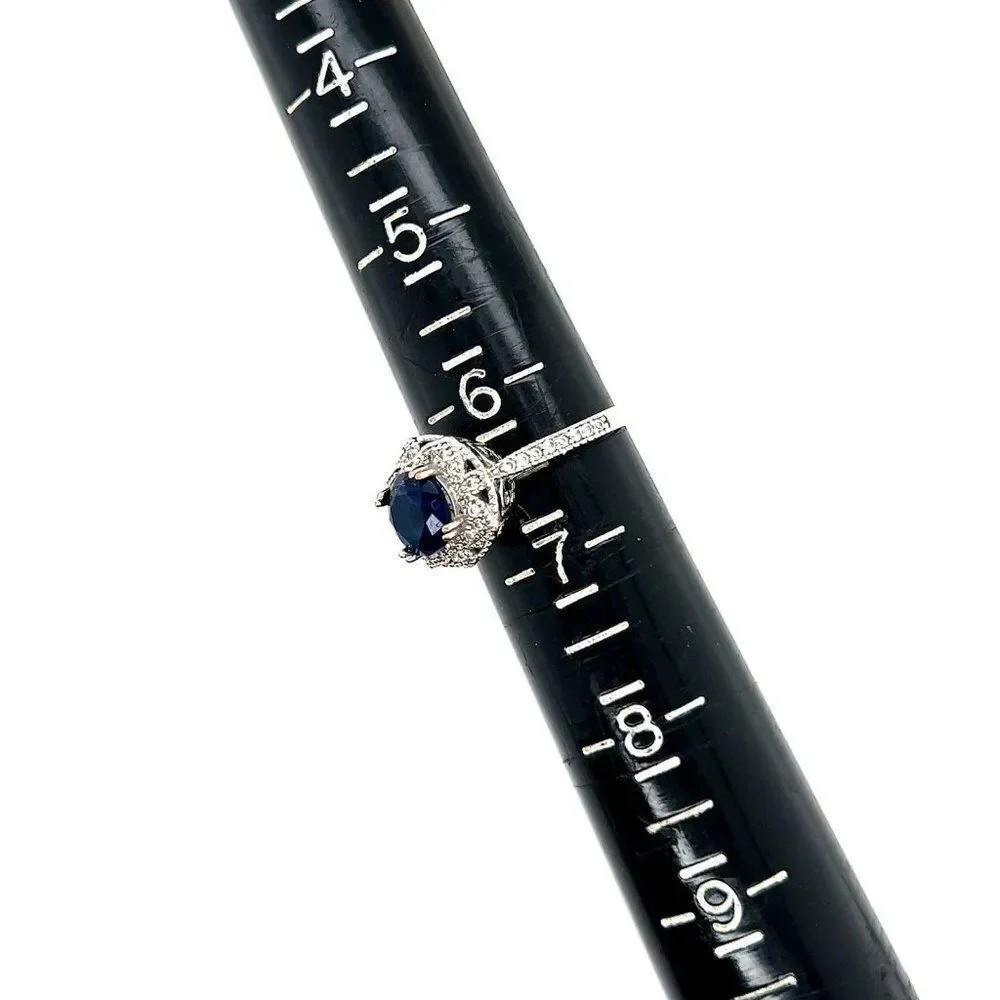 Sterling Silver 925 Retro Vibe Sapphire Ring‎